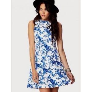 Forever 21 White and Blue Floral Dress